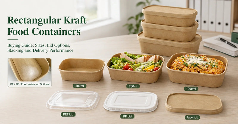 Rectangular Kraft Food Containers Buying Guide: Sizes, Lid Options, Stacking and Delivery Performance