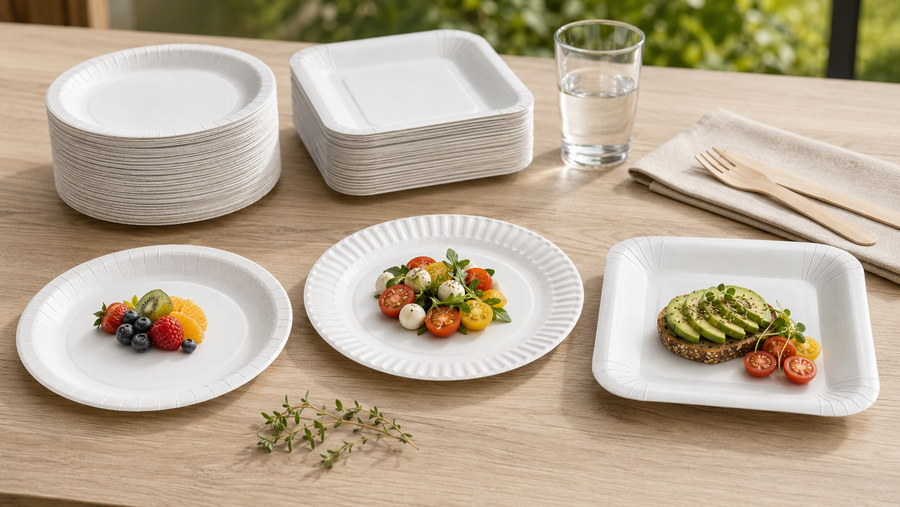 Round, Square and Fluted Paper Plates: Performance, Packing Efficiency and Foodservice Use