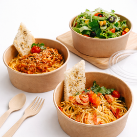 Kraft Paper Bowls with Lids