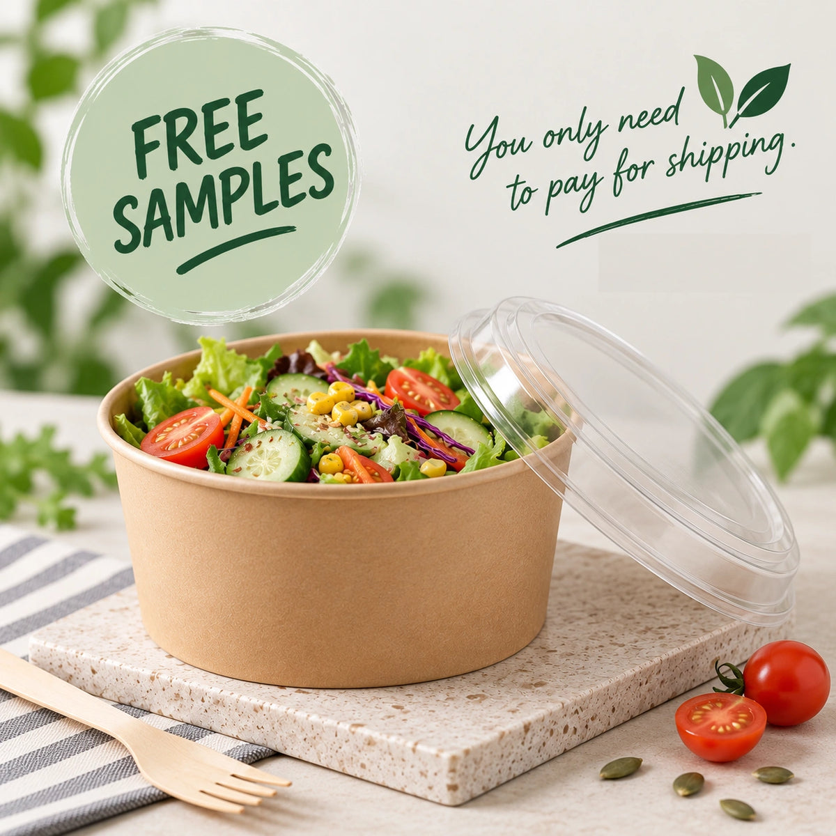 Kraft Paper Bowls with Lids